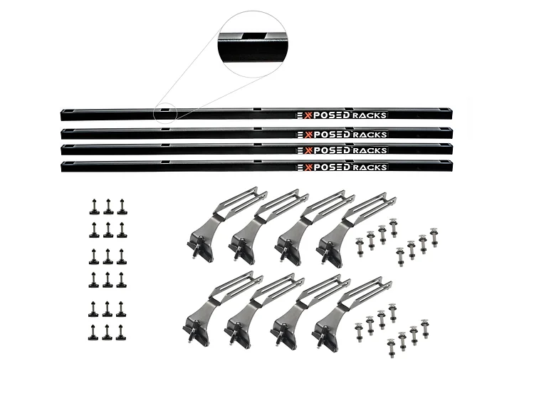 Exposed Racks No Drill Click-In Roof Rack JLU 4 Bar Roof Rack Kit - Modula Racks