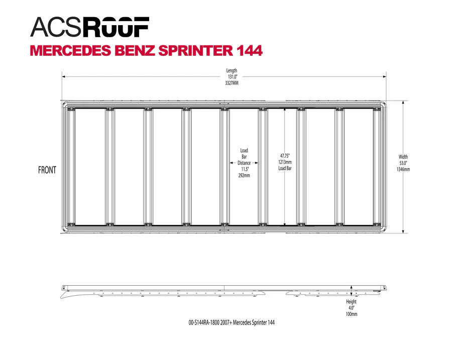 Leitner Designs ACS ROOF | Roof Platform Rack | Mercedes-Benz Sprinter 144 | 2007+ Roof Racks