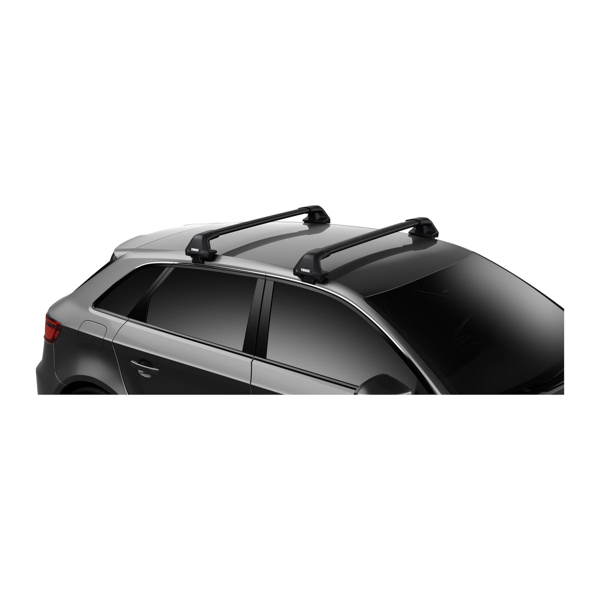 Thule WingBar Edge roof rack in black on a bare roof