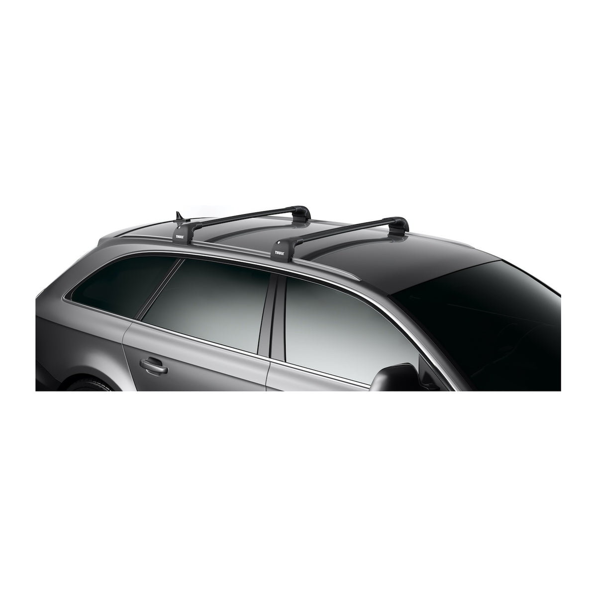 Thule WingBar Edge roof rack in black on flush rails