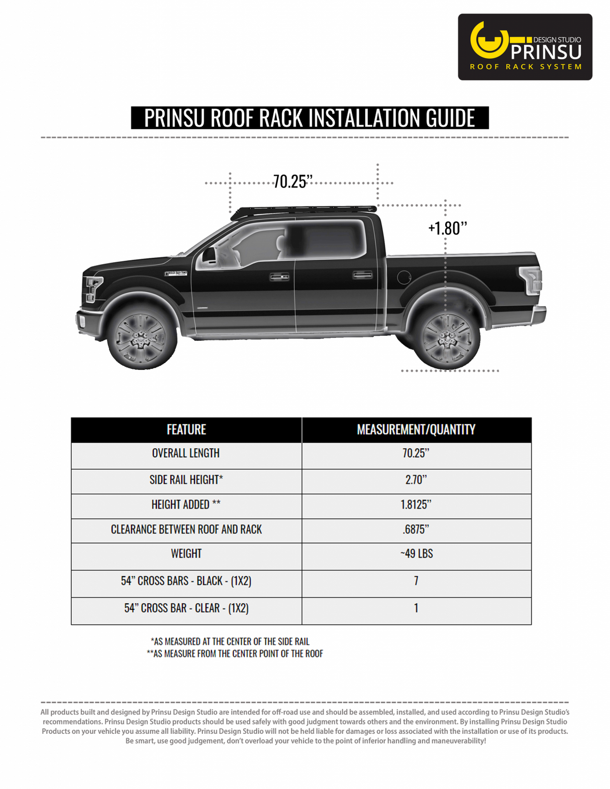 Prinsu Design Roof Rack | Ford Raptor & F150 15-17 - 400-000-017-005