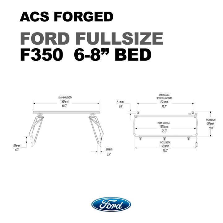 Leitner Designs ACS Forged | 04-22 Ford F350 6' 3/4 Bed Bed Rack Kit - Modula Racks