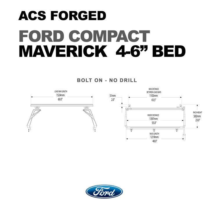 Leitner Designs ACS Forged | 22-22 Ford Maverick 4'6" Bed Bed Rack Kit - Modula Racks