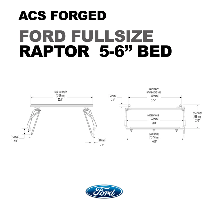 Leitner Designs ACS Forged | 10-22 Ford Raptor 5'6" Bed Bed Rack Kit - Modula Racks