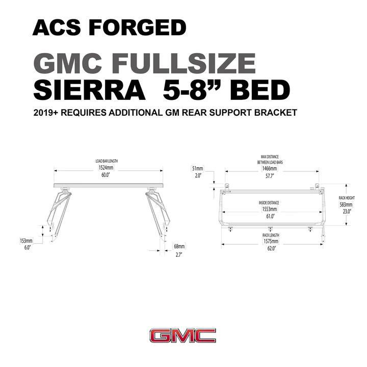 Leitner Designs ACS Forged | 01-18 GMC Sierra 1500 5'8" Bed Bed Rack Kit - Modula Racks