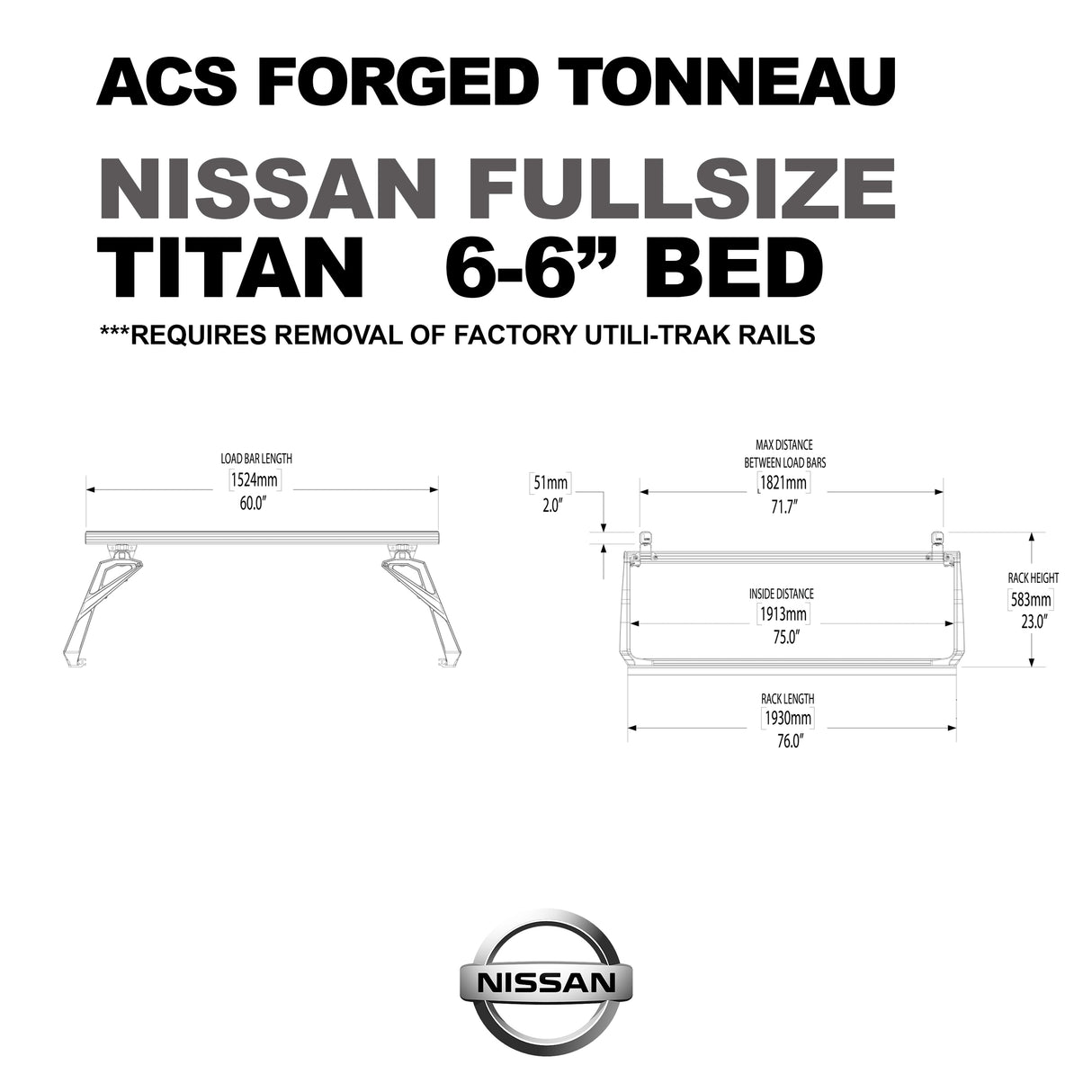 Leitner Designs ACS Forged Tonneau | 04-22 Nissan Titan 5'6" Bed Bed Rack Kit - Modula Racks