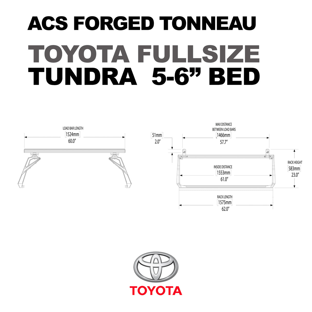 Leitner Designs ACS Forged Tonneau | 07-22 Toyota Tundra 5'6" Bed Bed Rack Kit - Modula Racks
