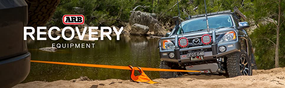 ARB Recovery Strap; Snatch Strap; 2-3/8 Inch x 30 Foot; 17,500 Pound Capacity; Without Sleeve; Orange; Nylon  - Modula Racks