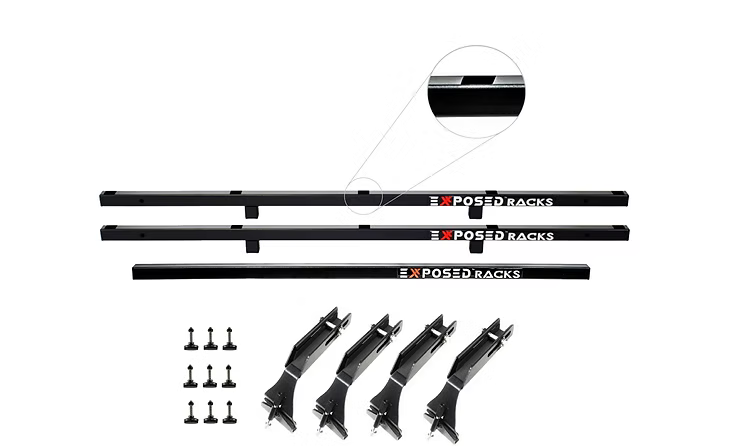 Exposed Racks No Drill Click-In Roof Rack Kit | Jeep Wrangler JK (2dr & 4DR) Hard Top | Black Roof Racks