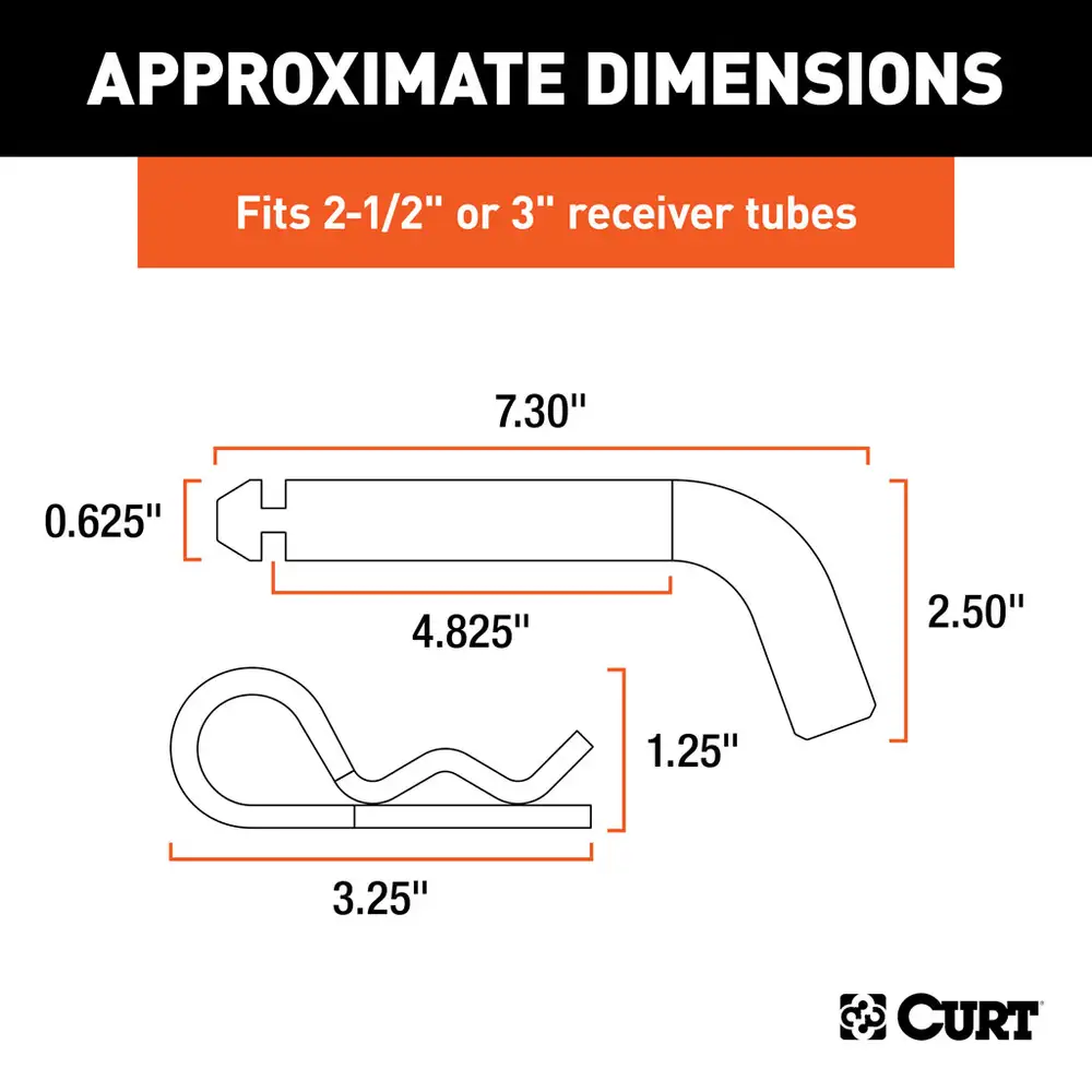 Curt Heavy-Duty 5/8" Hitch Pin With Groove (2-1/2" or 3" Receiver)  - Modula Racks