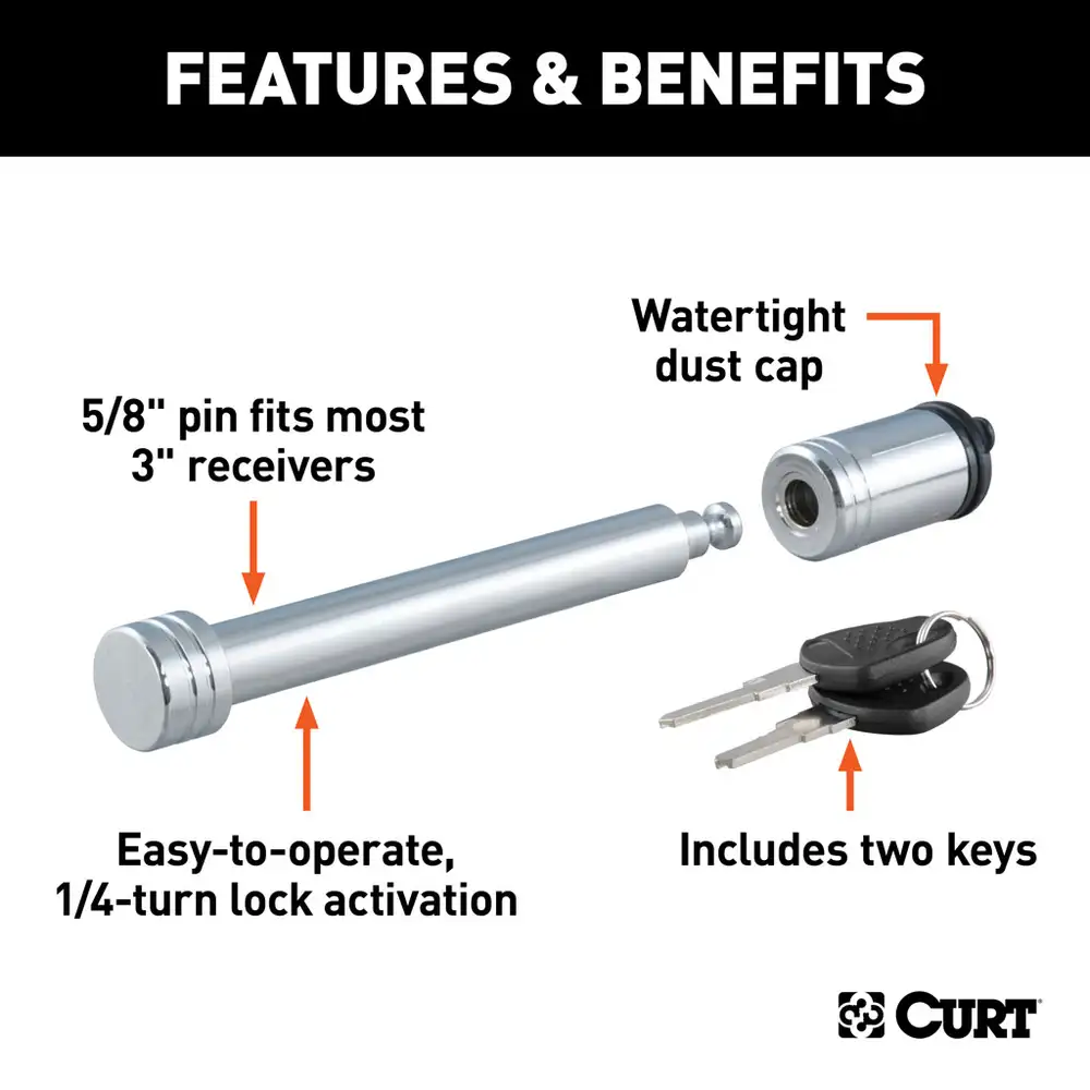 Curt Locking Hitch Pin 5/8" Hitch Accessories