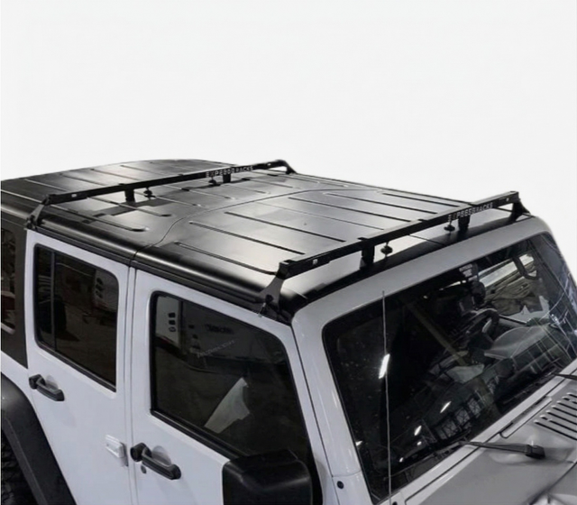 Exposed Racks No Drill Click-In Roof Rack Kit | Jeep Wrangler JK (2dr & 4DR) Hard Top | Black Roof Racks