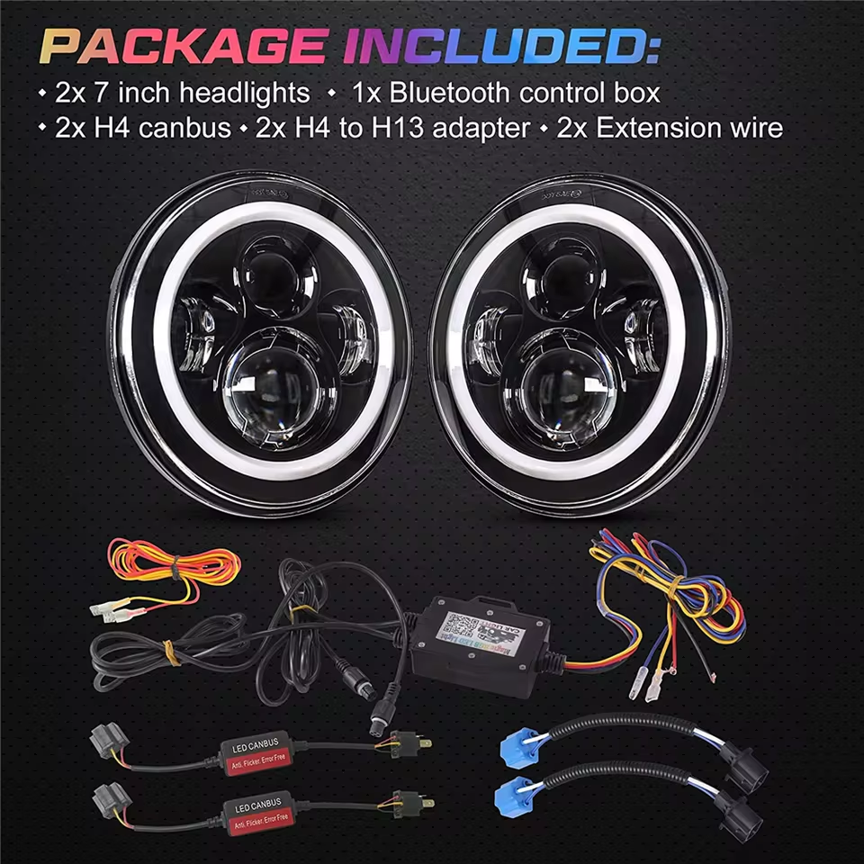 RTX 7'' Jeep RGB Round Headlights Headlights