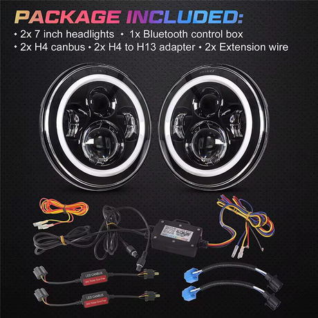 RTX 7'' Jeep RGB Round Headlights Headlights