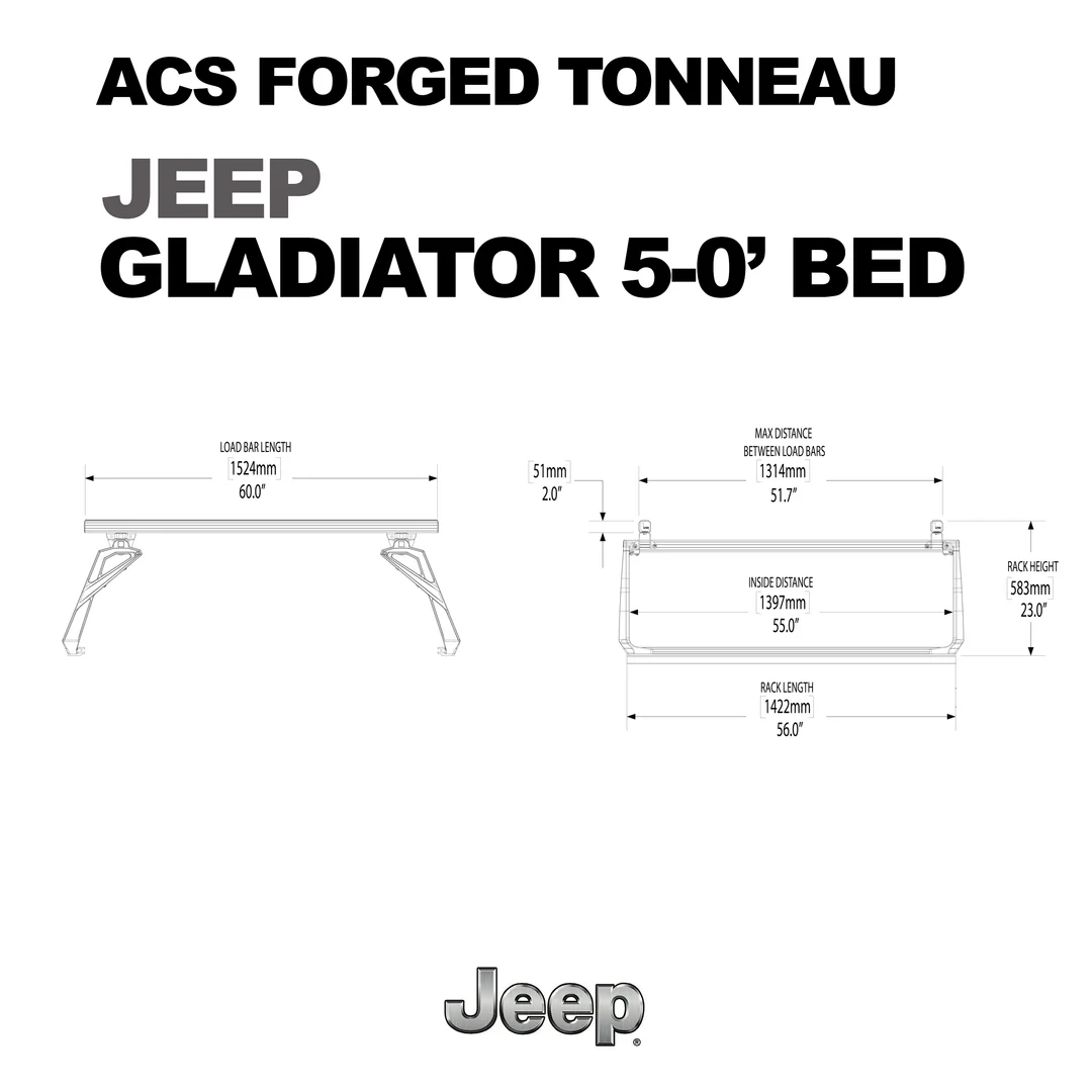 Leitner Designs ACS Forged Tonneau | 2020+ Jeep Gladiator Bed Racks