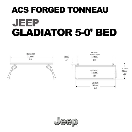 Leitner Designs ACS Forged Tonneau | 2020+ Jeep Gladiator Bed Racks