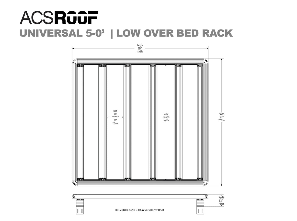 Leitner Designs ACS ROOF | Universal Platform Bed Rack | Midsize Trucks Bed Racks - Modula Racks