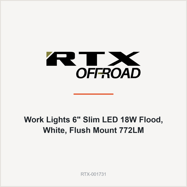 RTX Work Lights 6" Slim LED 18W Flood, White, Flush Mount 772LM