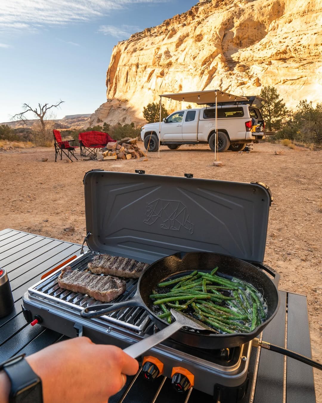 3-Burner Propane Gas Grill – Stainless Steel Camping BBQ – Portable Outdoor Cooker – Black