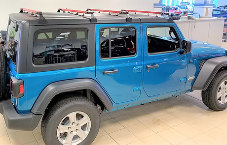 Exposed Racks No Drill Click-In Roof Rack JLU 4 Bar Roof Rack Kit - Modula Racks