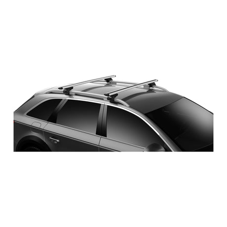Thule WingBar Evo roof rack in aluminum on raised rails