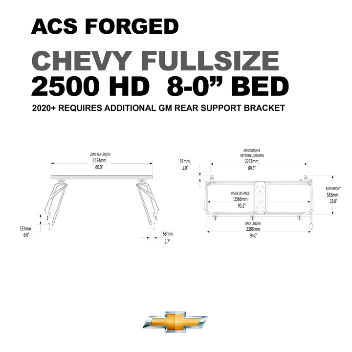 Leitner Designs ACS Forged | 07-22 Chevrolet Silverado 2500 8' Bed Bed Rack Kit - Modula Racks