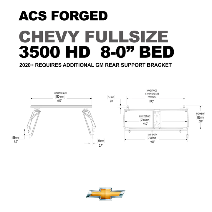 Leitner Designs ACS Forged | 07-22 Chevrolet Silverado 3500 8' Bed Bed Rack Kit - Modula Racks