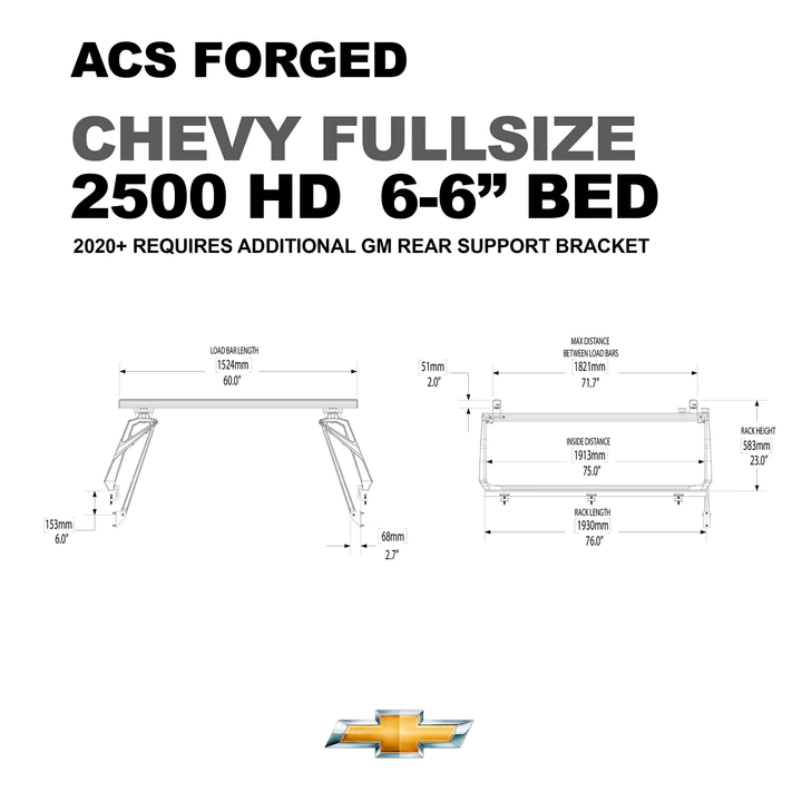 Leitner Designs ACS Forged | 07-19 Chevrolet Silverado 2500HD 6'6" Bed Bed Rack Kit - Modula Racks
