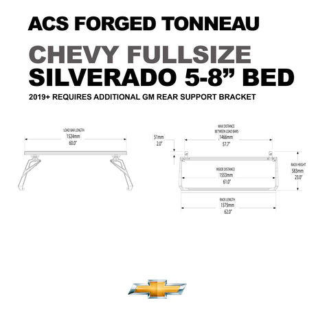 Leitner Designs ACS Forged Tonneau | 07-22 Chevrolet Silverado 1500 5'8" Bed Bed Rack Kit - Modula Racks