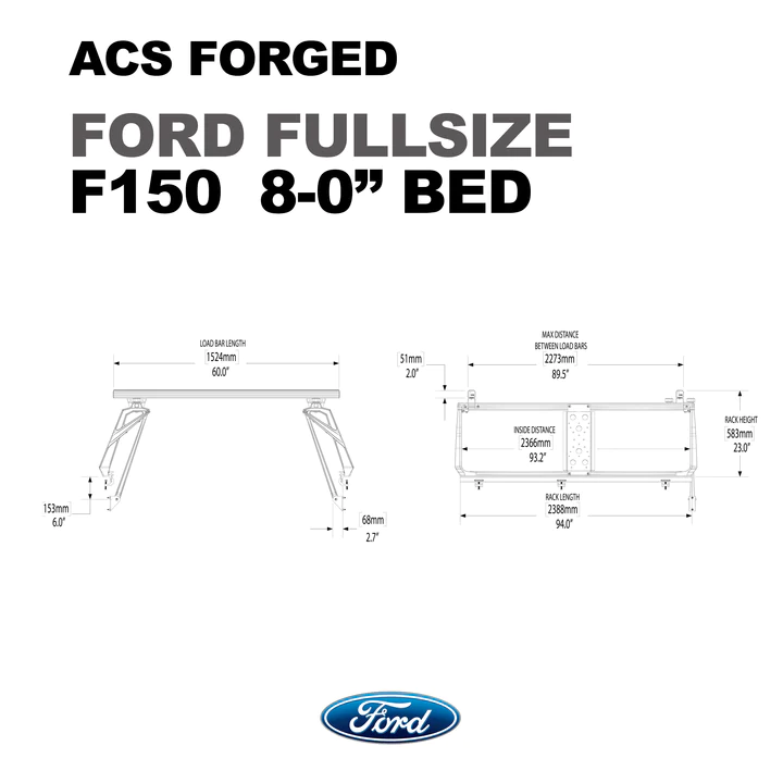 Leitner Designs ACS Forged | 09-22 Ford F150 8' Bed Bed Rack Kit - Modula Racks