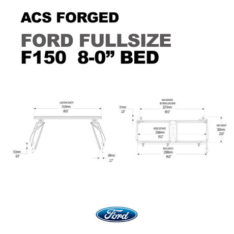 Leitner Designs ACS Forged | 09-22 Ford F150 8' Bed Bed Rack Kit - Modula Racks