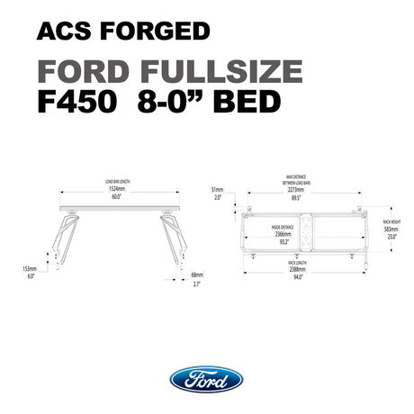 Leitner Designs ACS Forged | 99-22 Ford F450 8' Bed Bed Rack Kit - Modula Racks