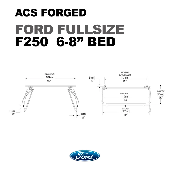 Leitner Designs ACS Forged | 04-22 Ford F250 6' 3/4 Bed Bed Rack Kit - Modula Racks