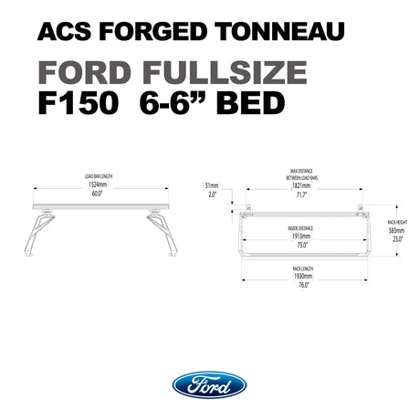 Leitner Designs ACS Forged Tonneau | 97-22 Ford F150 6'6" Bed Bed Rack Kit - Modula Racks