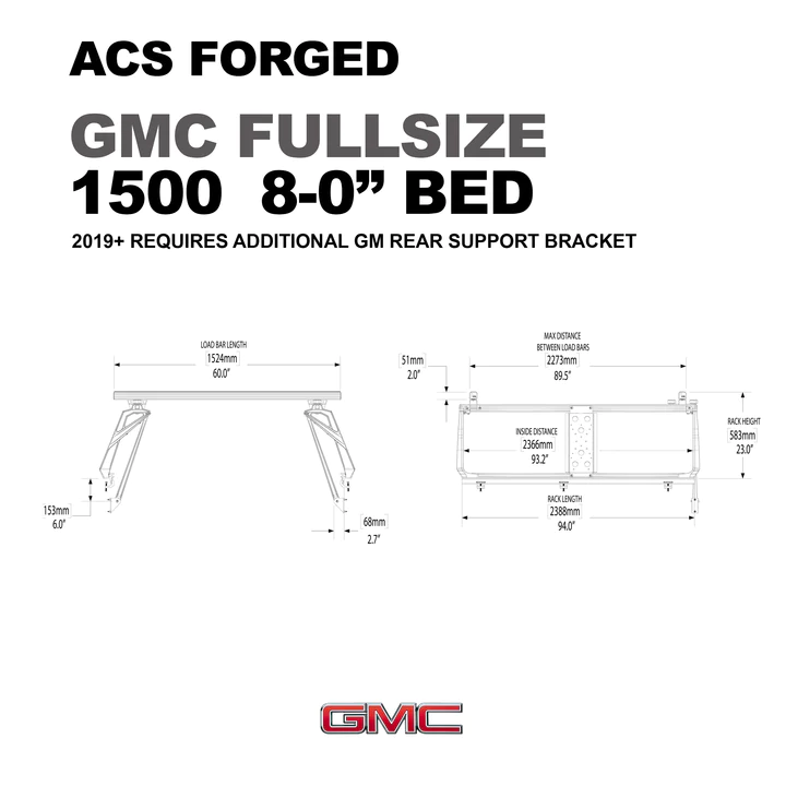 Leitner Designs ACS Forged | 07-22 GMC Sierra 1500 8' Bed Bed Rack Kit - Modula Racks