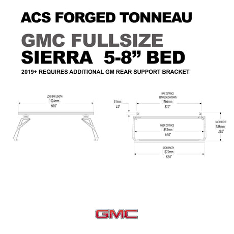Leitner Designs ACS Forged Tonneau | 07-22 GMC Sierra 1500 5'8" Bed Bed Rack Kit - Modula Racks