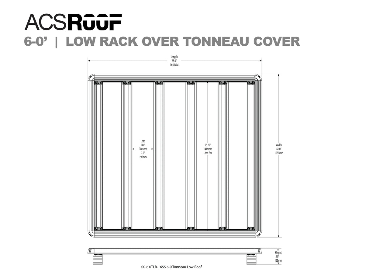Leitner Designs ACS ROOF | Universal Platform Tonneau Bed Rack | Midsize Trucks Bed Racks - Modula Racks