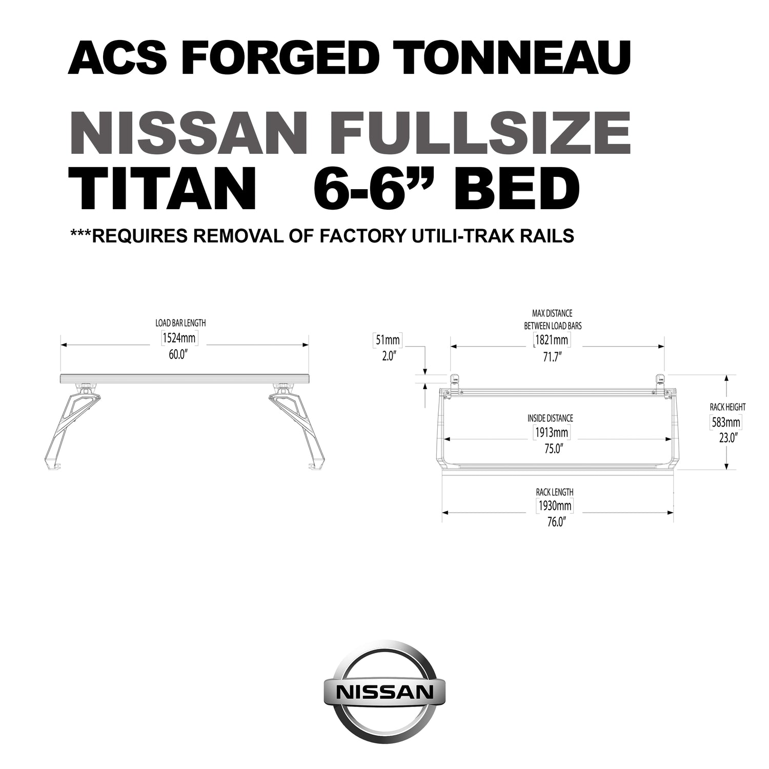 Leitner Designs ACS Forged Tonneau | 04-22 Nissan Titan 5'6" Bed Bed Rack Kit - Modula Racks