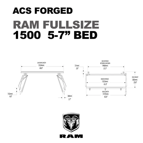 Leitner Designs ACS Forged Tonneau | 09-22 Dodge RAM 1500 5'7" Bed Bed Rack Kit - Modula Racks