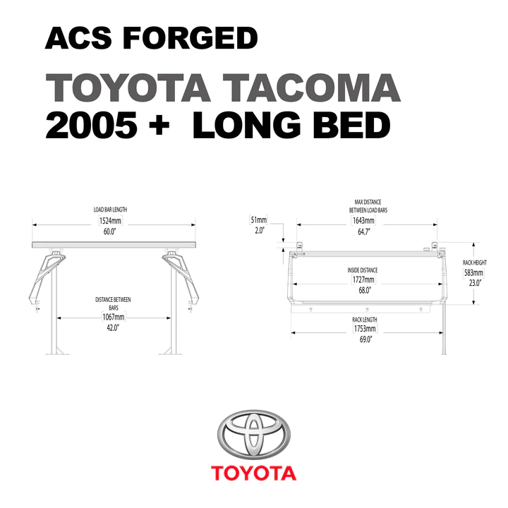 Leitner Designs ACS Forged | 05-22 Toyota Tacoma Long Bed Bed Rack Kit - Modula Racks