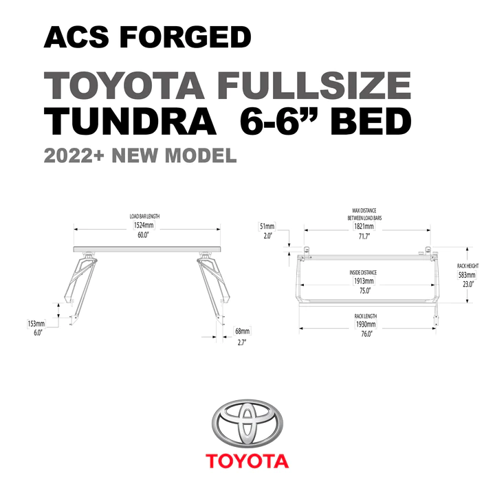 Leitner Designs ACS Forged | 22+ Toyota Tundra 6'6" Bed Bed Rack Kit - Modula Racks