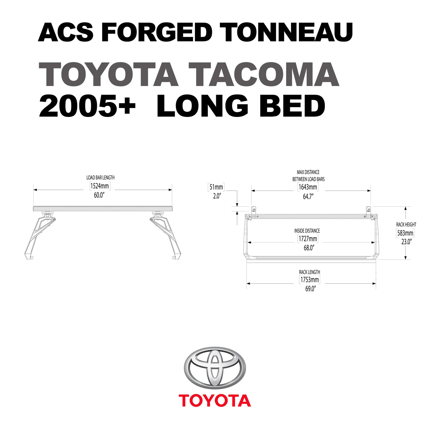 Leitner Designs ACS Forged Tonneau | 05-22 Toyota Tacoma Long Bed Bed Rack Kit - Modula Racks