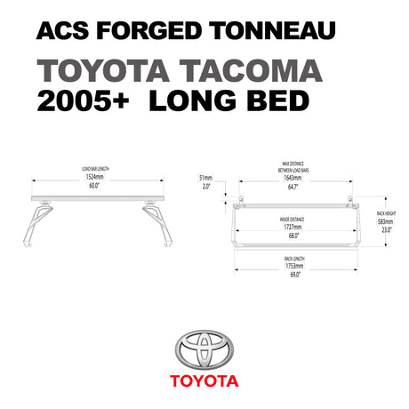 Leitner Designs ACS Forged Tonneau | 05-22 Toyota Tacoma Long Bed Bed Rack Kit - Modula Racks