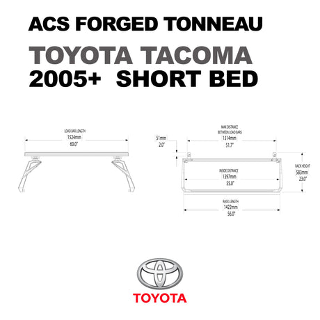 Leitner Designs ACS Forged Tonneau | 05-22 Toyota Tacoma Short Bed Bed Rack Kit - Modula Racks
