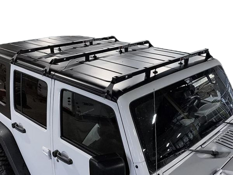 Exposed Racks No Drill Click-In Roof Rack Kit | Jeep Wrangler JK (2dr) Hard Top | Black Roof Rack Kits - Modula Racks